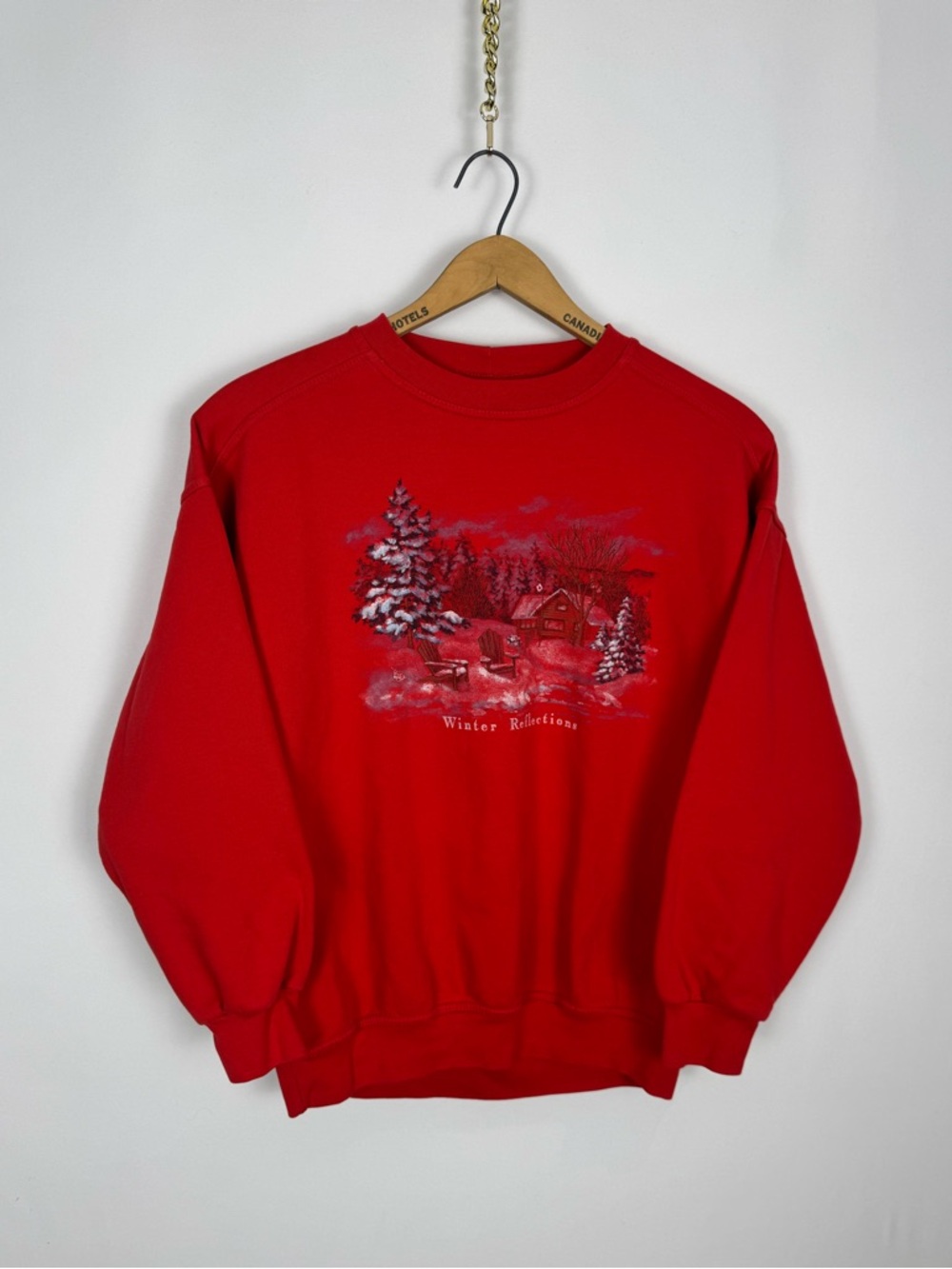 Vintage 90s Northern Reflections Red Winter Cabin Crewneck Sweatshirt